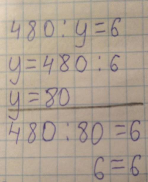 480:у=6 Как решить уравнение