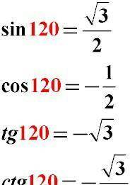Чему равен синус 120 градусов по таблице Брадиса?