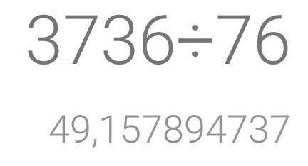 Поделить число 3736 на 76 в столбик