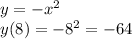 y=-x^2 \\ y (8)=-8^2=-64