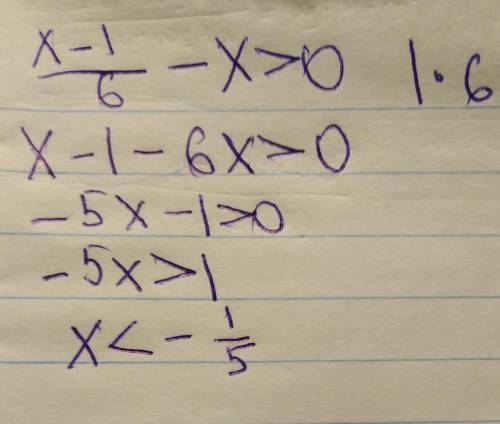 Решите неравенство x-1/6-x>0