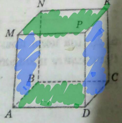 Раскраски зелёным цветом верхнюю и нижнюю грани куба синим цветом правую левую грани куба ​