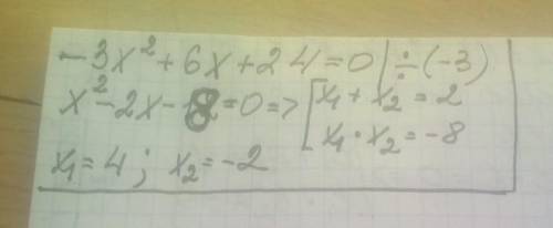 Можете Вот пример : -3х²+6х+24 = 0
