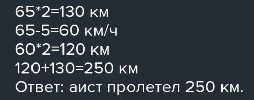 аист сначала пролетел 75 км со скоростью 25 км/ч, а потом он пролетел ещё 69 км со скоростью 23 км/ч