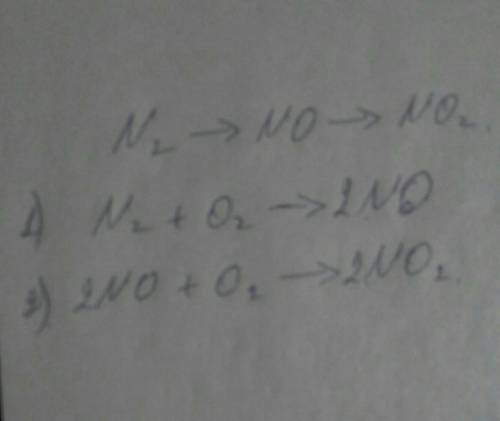 Распишите уравнение N2=>NO=>NO2