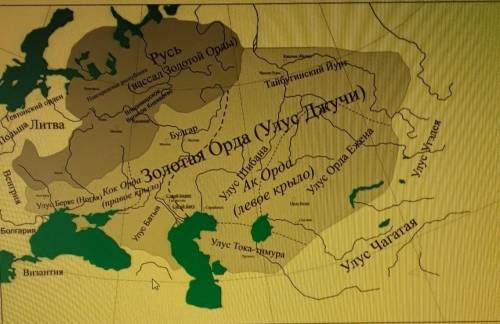 Нанести на контурную карту территорию Ак Орды, Золотой Орды, используя условные обозначения