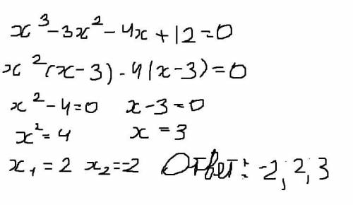 X в кубе -3x в квадрате-4x+12=0​