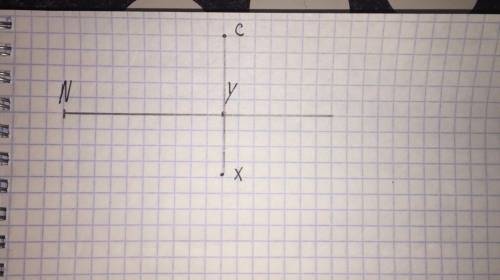 Начертите луч с началом точке N,пересекающийся с точкой CX,пересечение отметьте буквой Y.