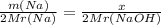 \frac{m(Na)}{2Mr(Na)} =\frac{x}{2Mr(NaOH)}