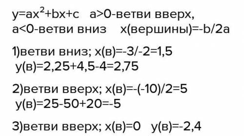 Задание1   (ФО)-(2б)  Определите направление ветвей и координаты вершины параболы:  Дескриптор: Обуч