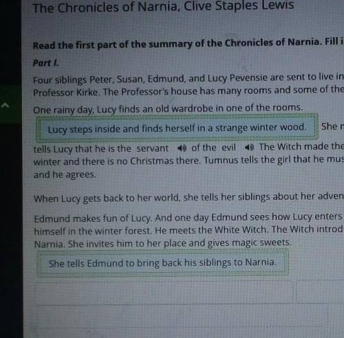 The Chronicles of Narnia, Clive Staples Lewis Read the first part of the summary of the Chronicles o