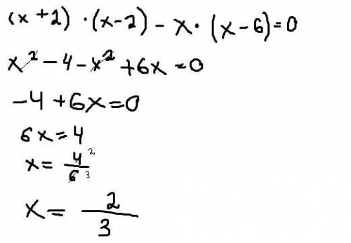 (х+2) (х-2) -х(х-6) =0 решите уравненеие​