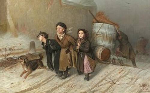 Как изображены крестьянские дети на картине перов тройка​