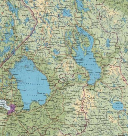 Где находится озеро Ладожское, Онежское на карте​