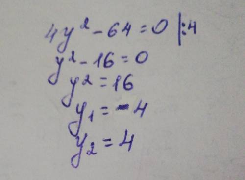 4y^2-64=0решите уравнение​