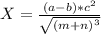 X=\frac{(a-b)*c^{2} }{\sqrt{(m+n)^3} }