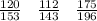 \frac{120}{153} \: \: \: \: \frac{112}{143} \: \: \: \: \frac{175}{196}