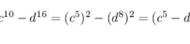 Разложить на множители разность квадратов c4−d16. Выбери правильный ответ: (c4−d16)⋅(c4+d16) (c2−d8)
