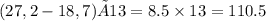 (27,2-18,7)×13 = 8.5 \times 13 = 110.5