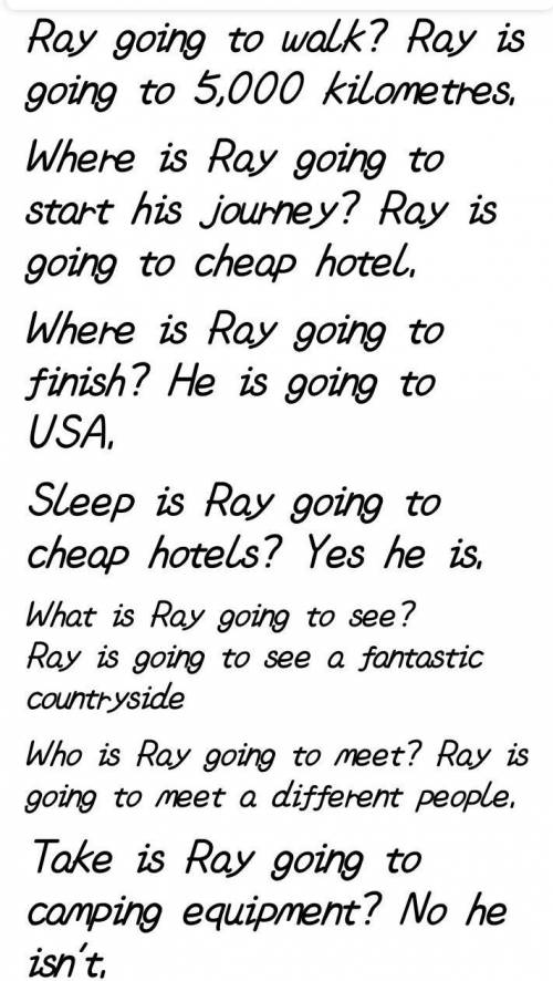 : ex. 4, p. 71. Write questions about Ray Fines. 1.How many kilometres / walk. 2. Where / start his