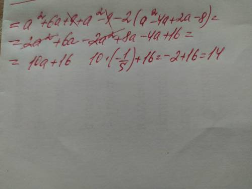 Найдите значение выражения (a+3)^2+(a-3)(a+3)-2(a+2)(a-4),при а= -1/5​