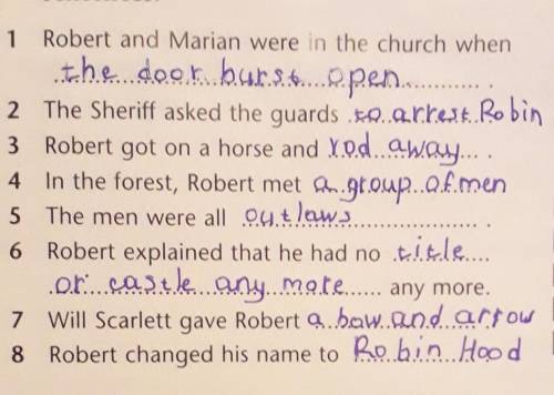 5 5.R5 Read again and complete thesentences.1 Robert and Marian were in the church when..2 The Sheri
