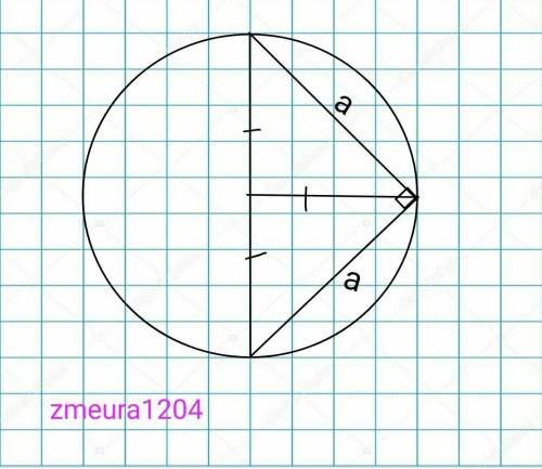 Знайти довжину кола , описаного навколо рівнобедреного прямокутного трикутника з катетом a.​