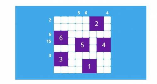 Расставь квадраты с числами от 1 до 6 на поле