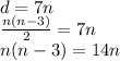 d = 7n \\ \frac{n(n - 3)}{2} = 7n \\ n(n - 3) = 14n