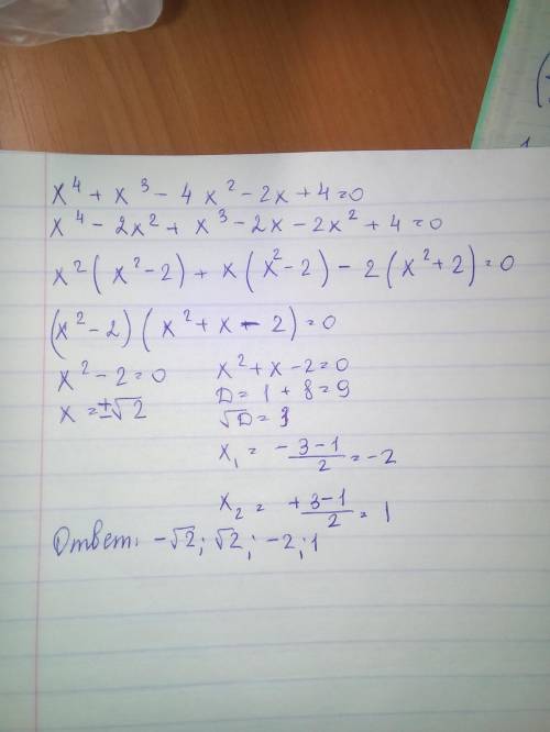 X^4+x^3-4x^2-2x+4=0
