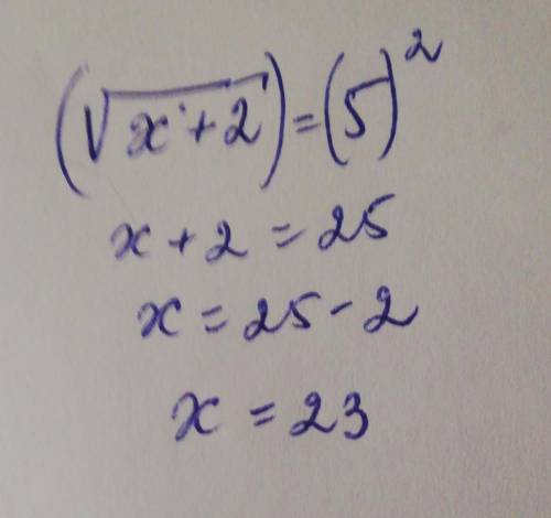 Розв'яжіть рівняння: √х+2=5