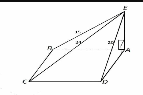 ABCD - прямоугольник. Отрезок АЕ перпендикулярен к плоскости АВС, ЕВ = 15, ЕD = 20, ЕС = 24. Докажит