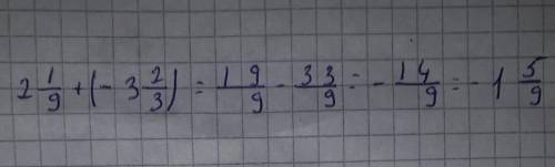 Как решить этот пример 2 1/9+(-3 2/3)