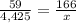 \frac{59}{4,425} =\frac{166}{x}