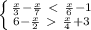 \left \{ {{\frac{x}{3} - \frac{x}{7} \ \textless \ \frac{x}{6} - 1} \atop {6 - \frac{x}{2} \ \textgreater \ \frac{x}{4} + 3 }} \right.