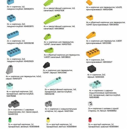 Запишите как называется детали лего из картинки напишите