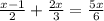 \frac{x - 1}{2} + \frac{2x}{3} = \frac{5x}{6}