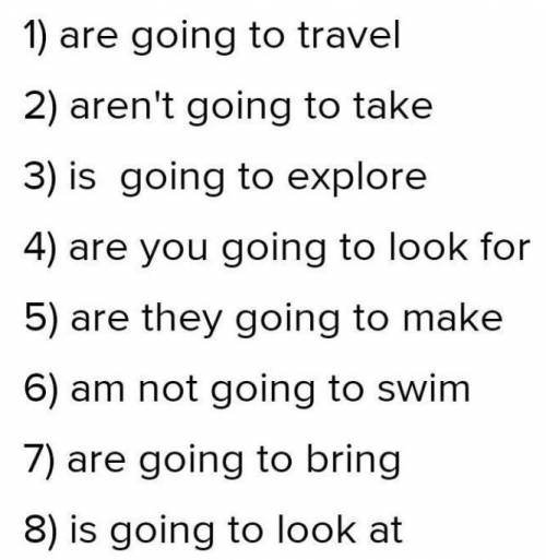 3 Complete the sentences using affirmative, negative or question forms of be going to.1 They(travel)