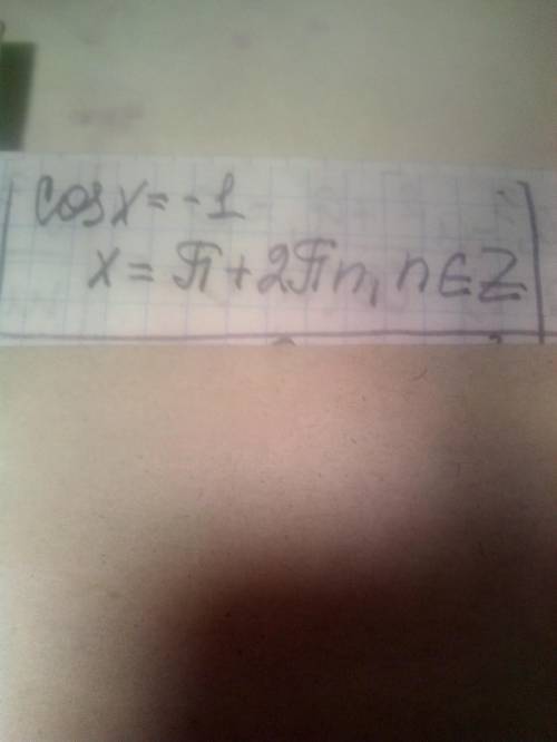 Розв'язати рівняння cos x=-1​