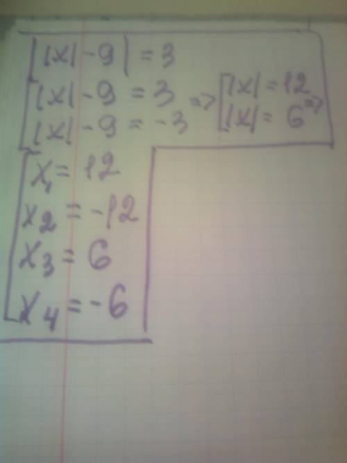 Решите уравнение ||x|— 9| = 3.​