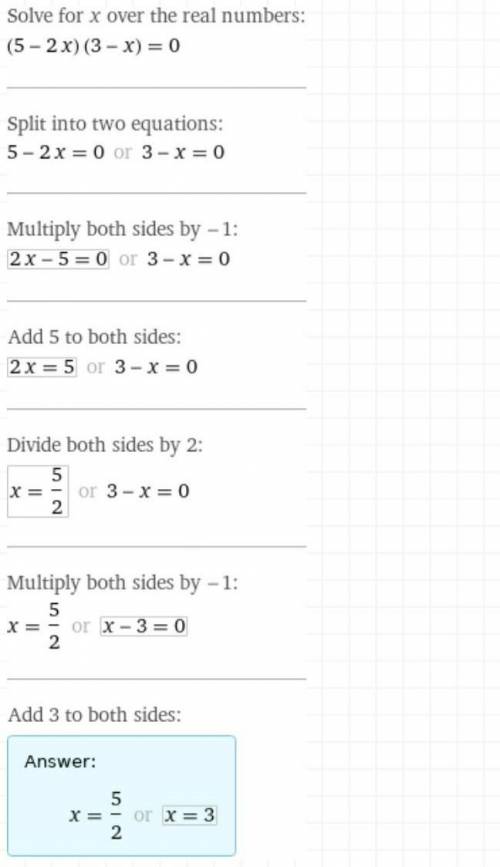 Решите уравнение (5-2x)•(-x+3)=0​