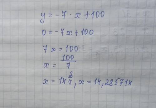 решать задачу по информатике у=-7*х+100