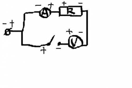 начертите принципиальную схему электрической цепи изображенной на рисунке укажите знаками (+, -) пол