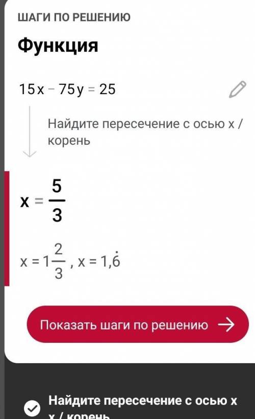 Найдите целочисленные решения уравнения 15x - 75y = 25