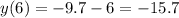 y(6) = - 9.7 - 6 = - 15.7