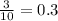 \frac{3}{10} = 0.3