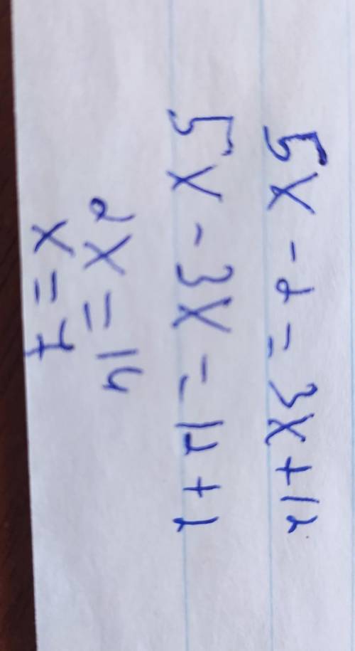 Реши уравнения 5x-2=3(x+4)Плз побыстрей ​
