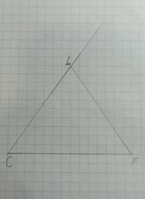 Побудуйте трикутник CFL та його зовнішній кут при вершині L