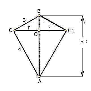 Прямоугольный треугольник с катетами 3 и 4 вращается вокруг гипотенузы. Найти объем полученной фигур
