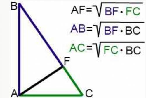 пояснить як повязани висата прямокутного трикутника проведена до гипотенозы та проекции катет в и ги